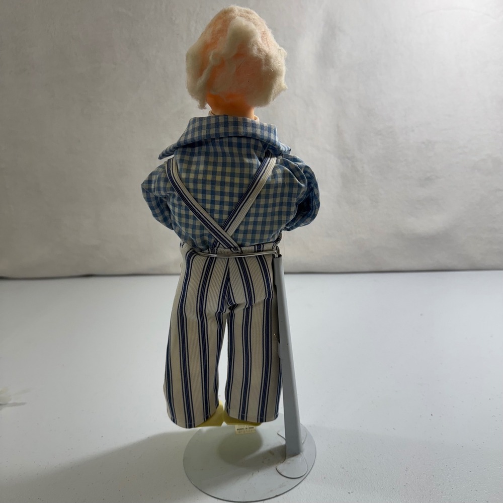 VTG 1:12 scale‎ dollhouse miniature grandfather Plaid Striped Overalls glasses - Picture 5 of 6